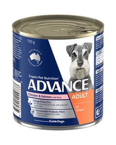 ADVANCE Adult All Breed Wet Dog Food Chicken & Salmon with Rice 12x700g Cans