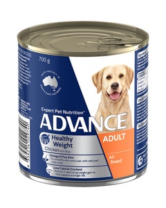 ADVANCE Adult Healthy Weight Wet Dog Food Chicken with Rice 12x700g Cans