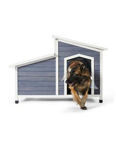 All Day Raised Roof Timber Dog Kennel Grey White Large