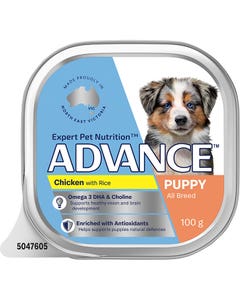 ADVANCE Puppy All Breed Wet Dog Food Chicken with Rice 12x100g Trays