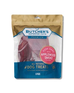Butcher's Superior Cuts Apple Smoke Pork Ear Dog Treat 6pk