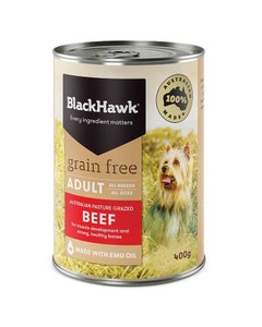 Black Hawk Grain Free Holistic Dog Food Beef 12 x 400g