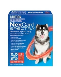 NexGard Spectra 60kg Dog Flea Tick & Worm Chew 6PK x 2