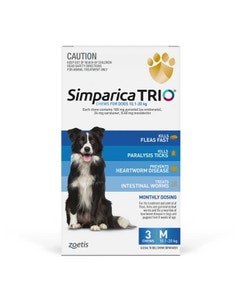 Simparica Trio 10.1-20kg Dog Flea Tick & Worm Chew