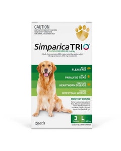 Simparica Trio 20.1-40kg Dog Flea Tick & Worm Chew