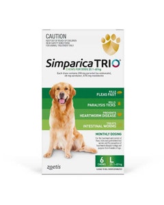 Simparica Trio 20.1-40kg Dog Flea Tick & Worm Chew 6PK x 2