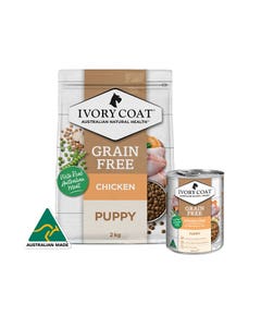 Ivory Coat Grain Free Chicken Puppy Food 2kg & Chicken Stew Puppy Food 400gx12