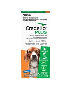 Credelio Plus Med 5.5-11kg Dog Flea Tick & Worm Chew Org
