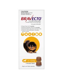 Bravecto 2-4.5kg Dog Flea & Tick Chew 2PKx2