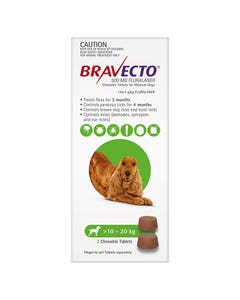 Bravecto 10-20kg Medium Dog Flea & Tick Chew 2PK