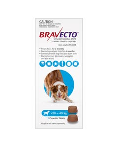 Bravecto 20-40kg Large Dog Flea & Tick Chew 2PK