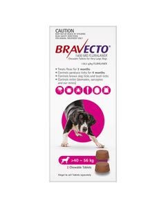 Bravecto 40-56kg Dog Flea & Tick Chew 2PK x 2