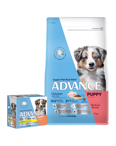 Advance Medium Breed Bundle | Chicken Puppy Food 3kg & Chicken Wet Puppy Food 100g x 12